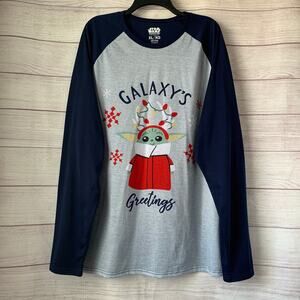 Star Wars Briefly Stated Christmas Shirt Grogu Baby Yoda Raglan Sleeves Size XL